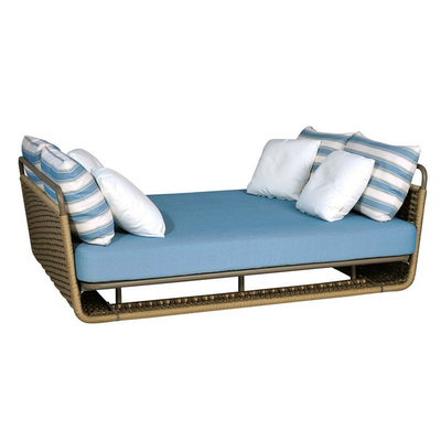 余暇の屋外のテラスの家具のプールの日曜日Loungersによって編まれるロープの寝台兼用の長椅子